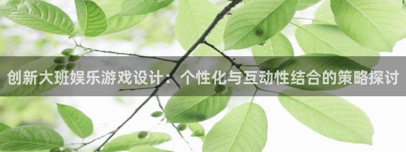 辉达平台.ccmpc登录：创新大班娱乐游戏设计：个性化与互动性结合的策略探讨